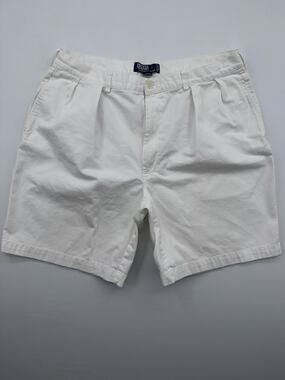 Ralph Lauren Shorts Size 40 Waist Chino White Pleated Front Mens Casual Adult RL